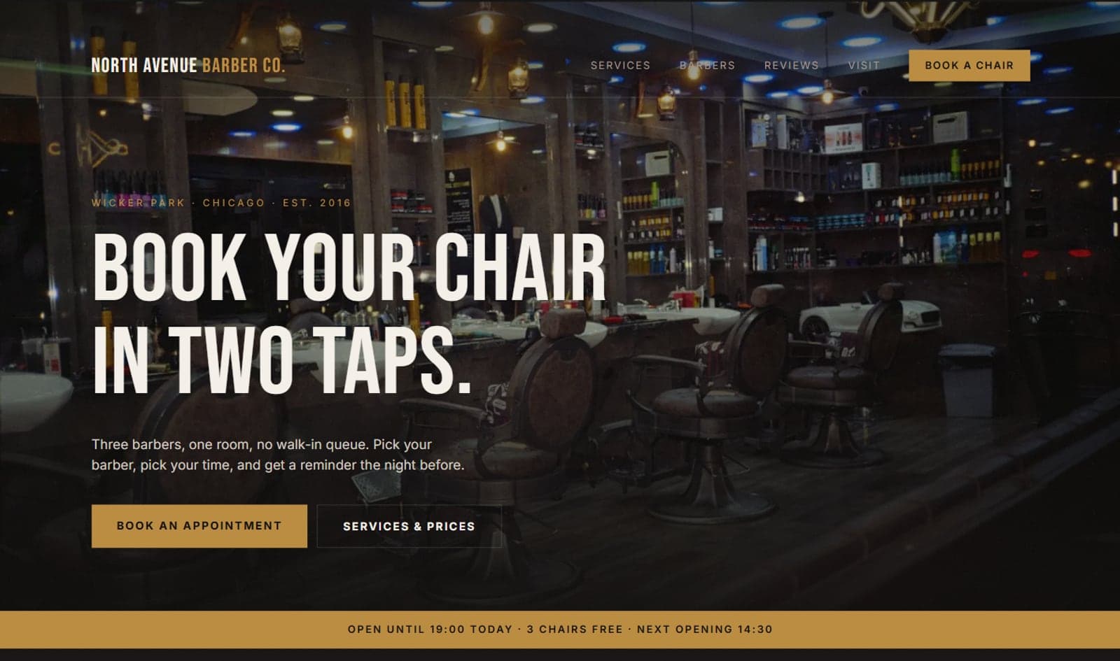 North Avenue Barber Co. — concept build
