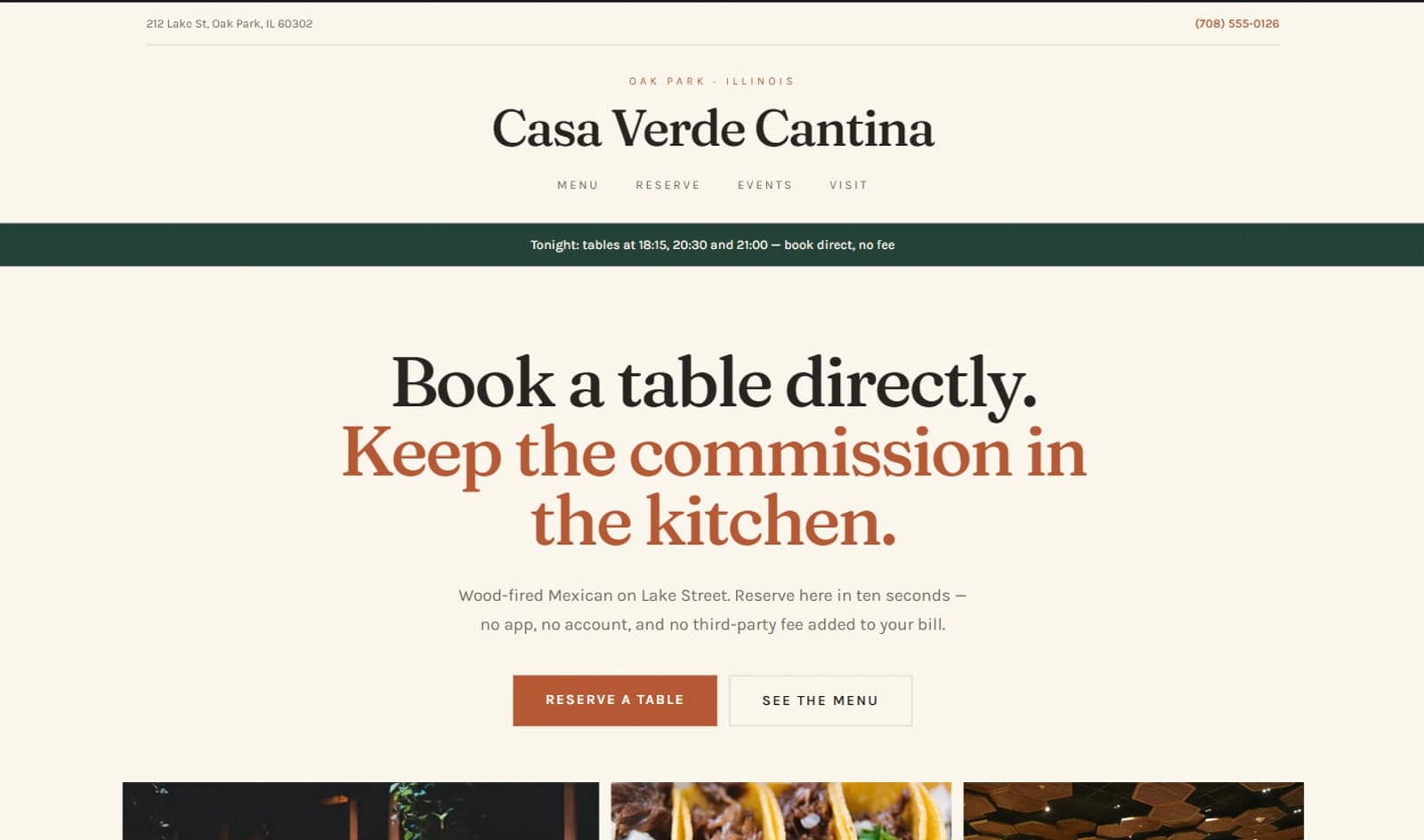 Casa Verde Cantina — concept build